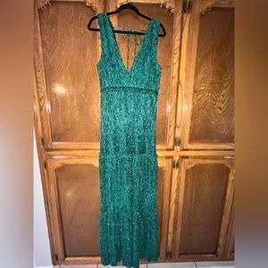 Lulu’s Green Sparkly Holiday Gown Dress